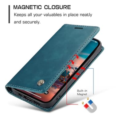 CASEME Retro lompakkokotelo iPhone 15 - Sininen