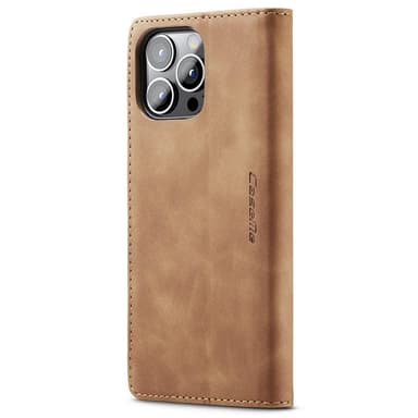 CASEME Retro Lompakkokotelo iPhone 15 Prolle - Ruskea