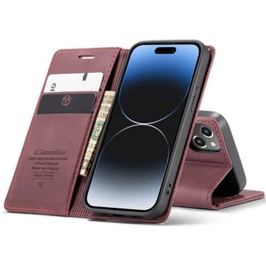 CaseMe Smart Magnet FlipCase Apple iPhone 15 Plus - Viininpunainen