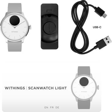 Withings ScanWatch Light hybridiälykello 37 mm (valkoinen)
