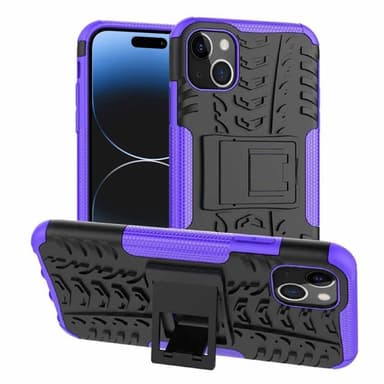 Iskunkestävä kuori jalustalla Apple iPhone 15 Plus - Violetti