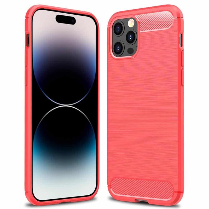 Harjattu TPU kuori Apple iPhone 15 Pro Max - Punainen
