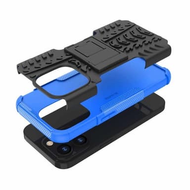 Iskunkestävä kuori jalustalla Apple iPhone 15 Pro Max - Sininen