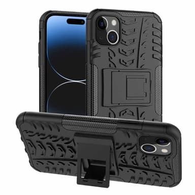 Iskunkestävä kuori jalustalla Apple iPhone 15 Plus - Musta