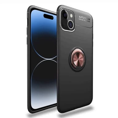 Slim Ring kuori Apple iPhone 15 - Musta/ruusu