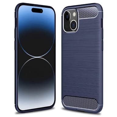 Harjattu TPU kuori Apple iPhone 15 Plus - Sininen