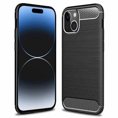Harjattu TPU kuori Apple iPhone 15 Plus - Musta