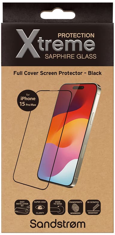 Sandstrøm iPhone 15 Pro Max Curved Glass näytönsuoja
