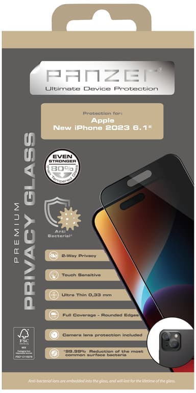 Panzer iPhone 15 Full-Fit Privacy näytönsuoja