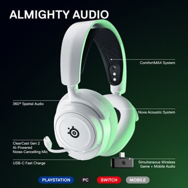 SteelSeries Arctis Nova 7X langattomat pelikuulokkeet (valkoinen)