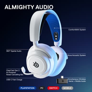 SteelSeries Arctis Nova 7P langattomat pelikuulokkeet (valkoinen)