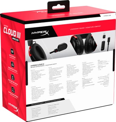 HyperX Cloud III Wireless langattomat pelikuulokkeet (musta/punainen)