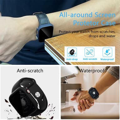 INF Yksityinen suojakotelo karkaistun lasin näytönsuojalla Apple Watch 9:lle Musta 45 mm