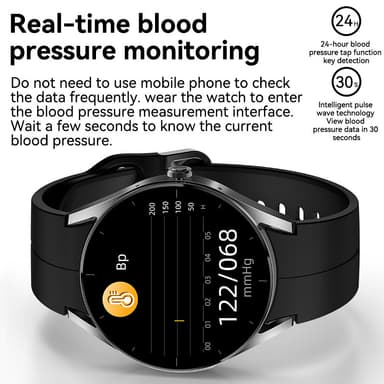 Älykello, jossa on EKG-sydämen seuranta/Bluetooth-puhelu/verensokerin seuranta Hopea