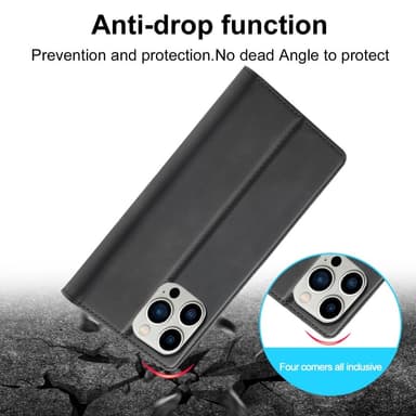 LC.IMEEKE Magneettinen puhelinkotelo iPhone 15 Pro Max -telineen lompakon suojukselle