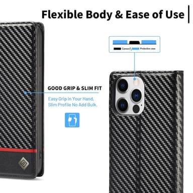 LC.IMEEKE Lompakkokotelo iPhone 15 Pro Max - Musta
