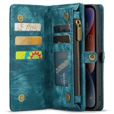 CASEME iPhone 15 Plus 2-in-1 lompakkopuhelimen kuori - sininen