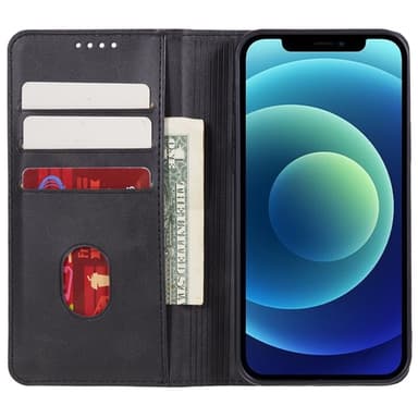 Lompakkoteline puhelimen kotelo iPhone 15 Pro Max Cell Cell Cell - Musta