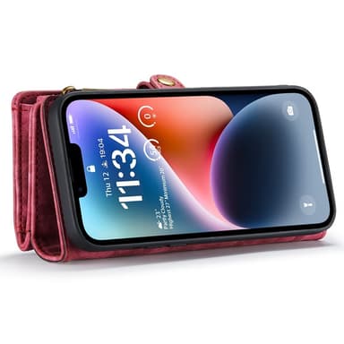 CASEME iPhone 15 Plus 2-in-1 Lompakon Puhelimen Kuori - Punainen