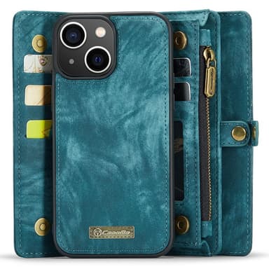 CASEME iPhone 15 Plus 2-in-1 lompakkopuhelimen kuori - sininen