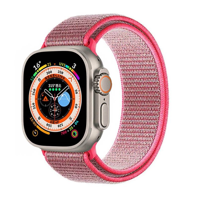 Nailon kellon renneke Apple Watch Ultra (49mm) - Hot pink
