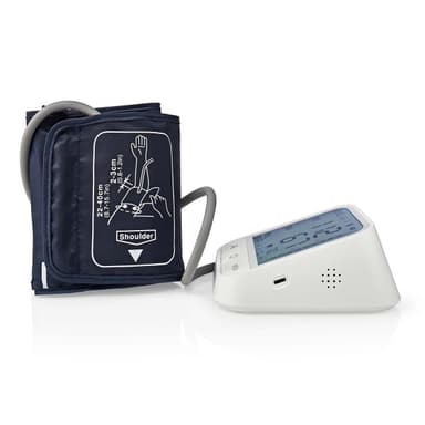 Nedis SmartLife Verenpainemittari | Käsi | Bluetooth | LCD-näyttö | 22 - 42 cm | Epäsäännöllisen sydämenlyönnin havaitseminen / Mansetin käytön tunnistus / Pysy paikallasi -ilmaisu | Valkoinen