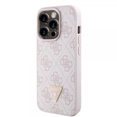 Guess iPhone 15 Pro Kuori Metal Logo Strass Crossbody Strap Vaaleanpunainen