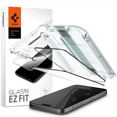 Spigen iPhone 15 Pro Max Näytönsuoja GLAS.tR EZ Fit FC Svart 2-pakkaus