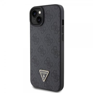 Guess iPhone 15 Kuori Metal Logo Strass Crossbody Strap Musta