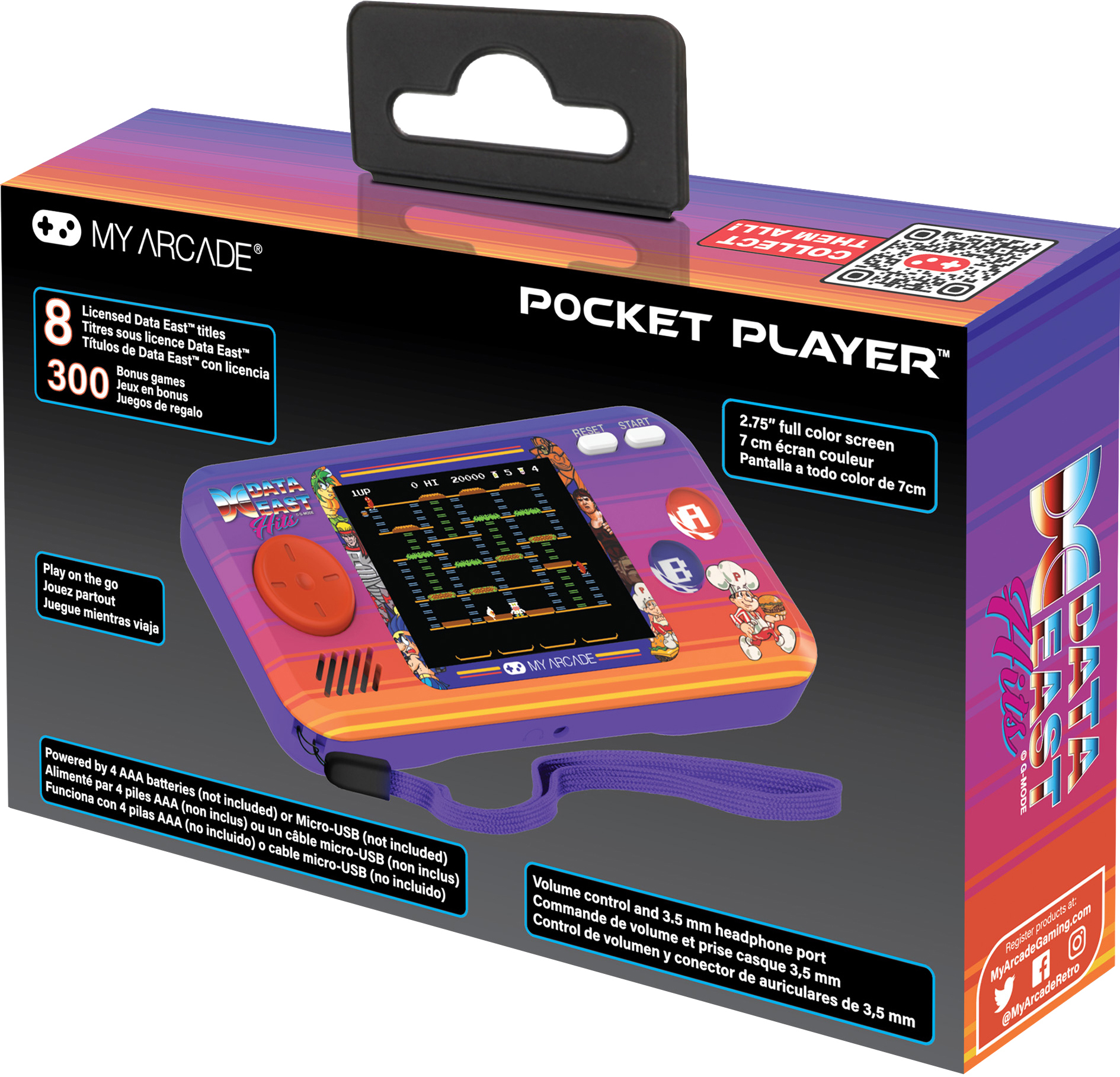 My Arcade Pocket Player Data East Hits hkäsikonsoli