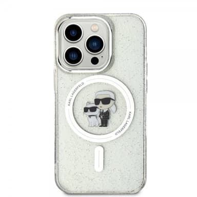 Karl Lagerfeld iPhone 15 Pro Kuori Karl & Choupette Glitter MagSafe Läpinäkyvä
