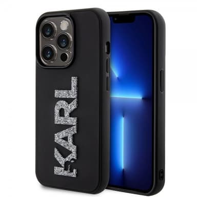 Karl Lagerfeld iPhone 15 Pro Kuori 3D Rubber Karl Musta