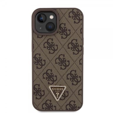 Guess iPhone 15 Kuori 4G Metal Triangle Strass Ruskea