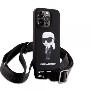 Karl Lagerfeld iPhone 15 Pro Max Kuori Ikonik Crossbody Musta