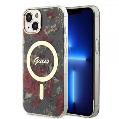 Guess iPhone 14 Kuori Flower MagSafe Kaki