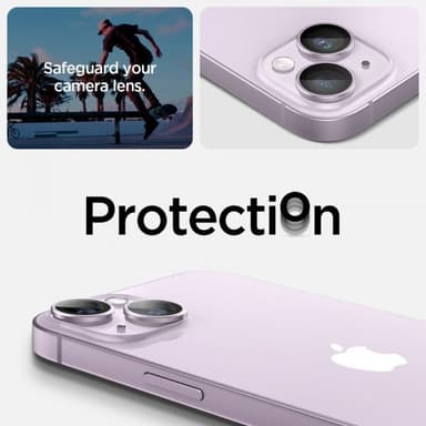 Spigen iPhone 14/iPhone 14 Plus Kameran linssinsuojus GLAS.tR EZ Fit Optik Pro Violetti 2-pakkaus