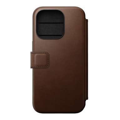 NOMAD iPhone 15 Pro Kotelo Modern Leather Folio Ruskea