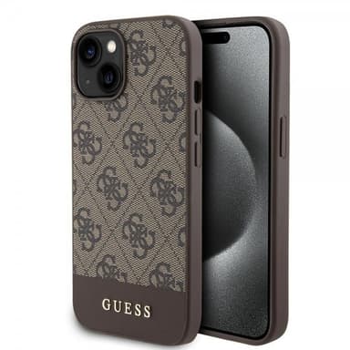 Guess iPhone 15 Kuori Bottom Stripe MagSafe Ruskea