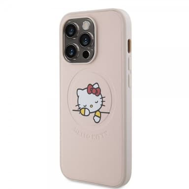 Hello Kitty iPhone 15 Pro Kuori Debossed Logo MagSafe Vaaleanpunainen