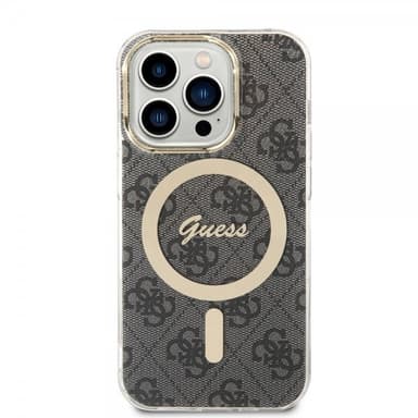 Guess iPhone 15 Pro Kuori 4G Pattern MagSafe Musta