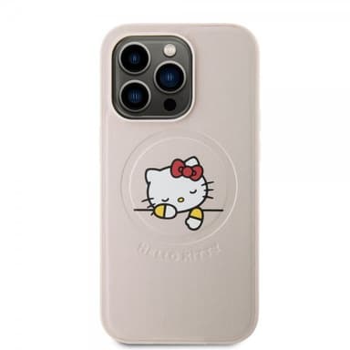 Hello Kitty iPhone 15 Pro Kuori Debossed Logo MagSafe Vaaleanpunainen