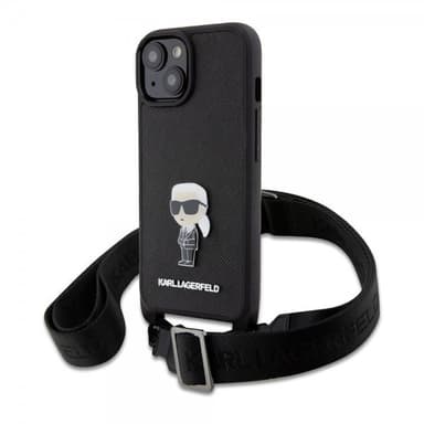 Karl Lagerfeld iPhone 15 Kuori Saffiano Crossbody Musta
