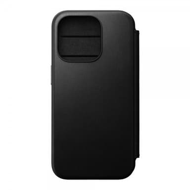 NOMAD iPhone 15 Pro Kotelo Modern Leather Folio Musta
