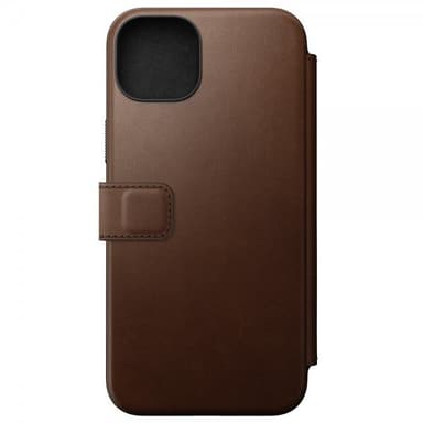 NOMAD iPhone 15 Plus Kotelo Modern Leather Folio Ruskea