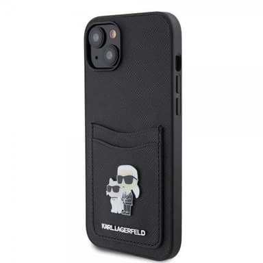 Karl Lagerfeld iPhone 15 Kuori Saffiano Double Cardslot Musta