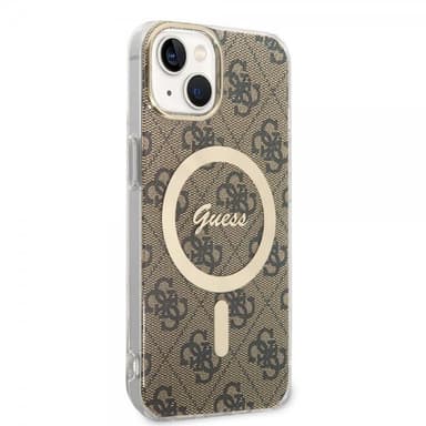 Guess iPhone 14 Kuori 4G Pattern MagSafe Ruskea