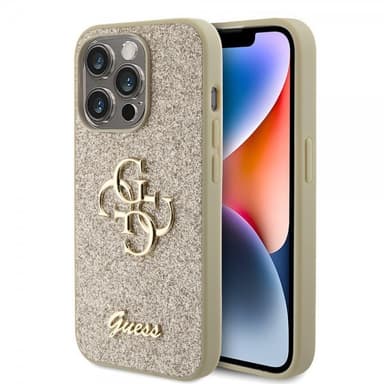Guess iPhone 15 Pro Kuori Fixed Glitter Kulta
