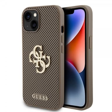 Guess iPhone 15 Kuori Perforated Glitter Ruskea