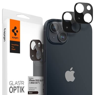 Spigen iPhone 14/iPhone 14 Plus Kameran linssinsuojus Glas.tR Optik 2-pakkaus Musta