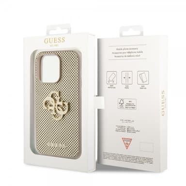 Guess iPhone 15 Pro Max Kuori Perforated Glitter Kulta